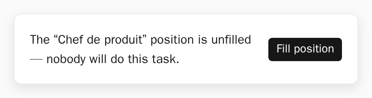 After assigning a position in the table view: Zenoba offers to fill it right away.
